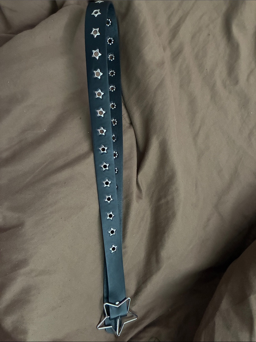 Star Buckle Black Belt with Silver Star Studs